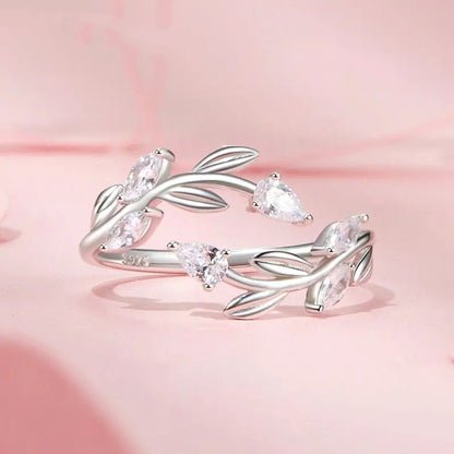 Simple Leaf Adjustable Ring Lucky Leaves Statement