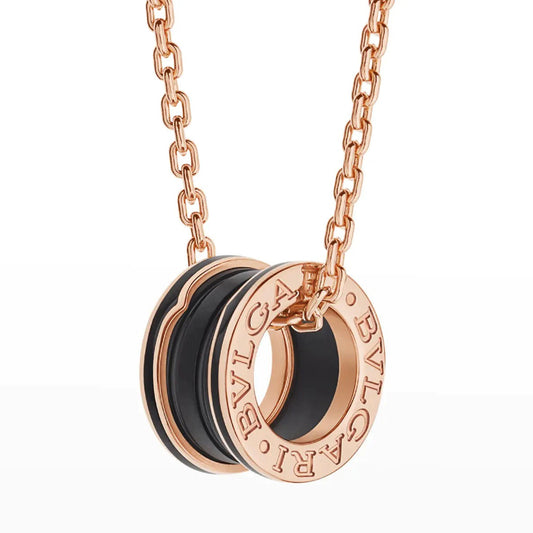 [Lunabriance]ZERO 1 BLACK CERAMIC PINK GOLD NECKLACE