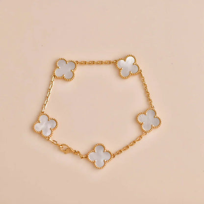 [Luna Brilliance]CLOVER WHITE PEARL MOP 5 MOTIF BRACELET COLLECTION
