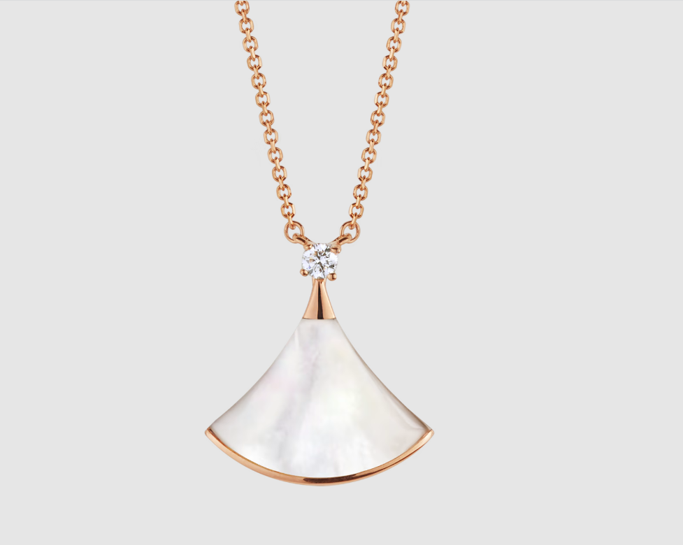 [Lunabriance]DREAM NECKLACE WHITE MOP PINK GOLD 1 DIAMOND