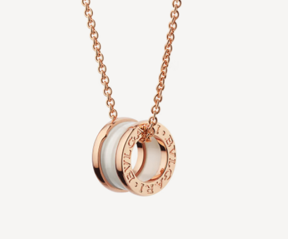 [Lunabriance]ZERO 1 WHITE CERAMIC PINK GOLD NECKLACE