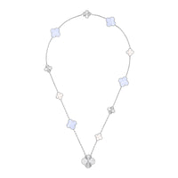 [Luna Brilliance]DETACHABLE CLOVER 15(11+4) FLOWER SILVER NECKLACE SET