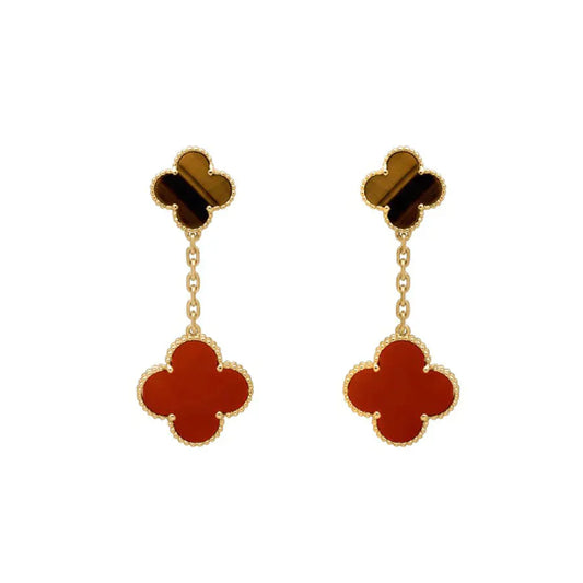 [Lunabriance]CLOVER  2 MOTIF  TIGER EYE CARNELIAN EARRINGS