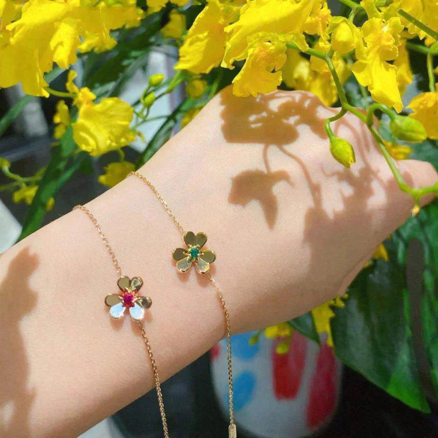 [Lunabriance]FRIVOLE GOLD FLOWER PINK MALACHITE BRACELET