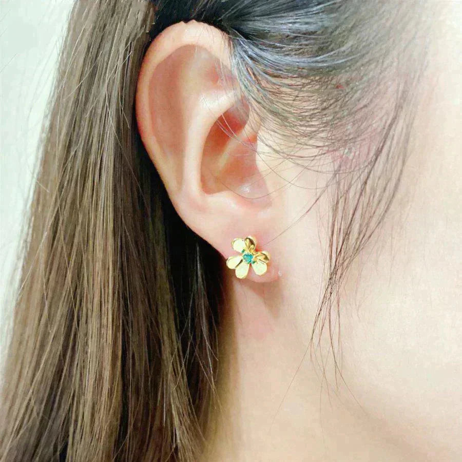 [Lunabriance]FRIVOLE  FLOWER MALACHITE EARRINGS