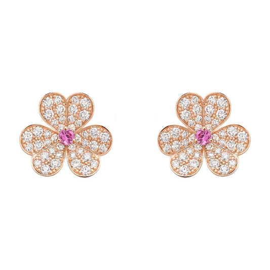 [Lunabriance]FRIVOLE PINK GOLD FLOWER DIAMOND EARRINGS