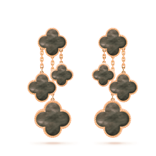 [Lunabriance]CLOVER EARRINGS DARK MOP 4 MOTIFS ROSE GOLD