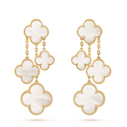 [Lunabriance]CLOVER EARRINGS WHITE MOP 4 MOTIFS GOLD