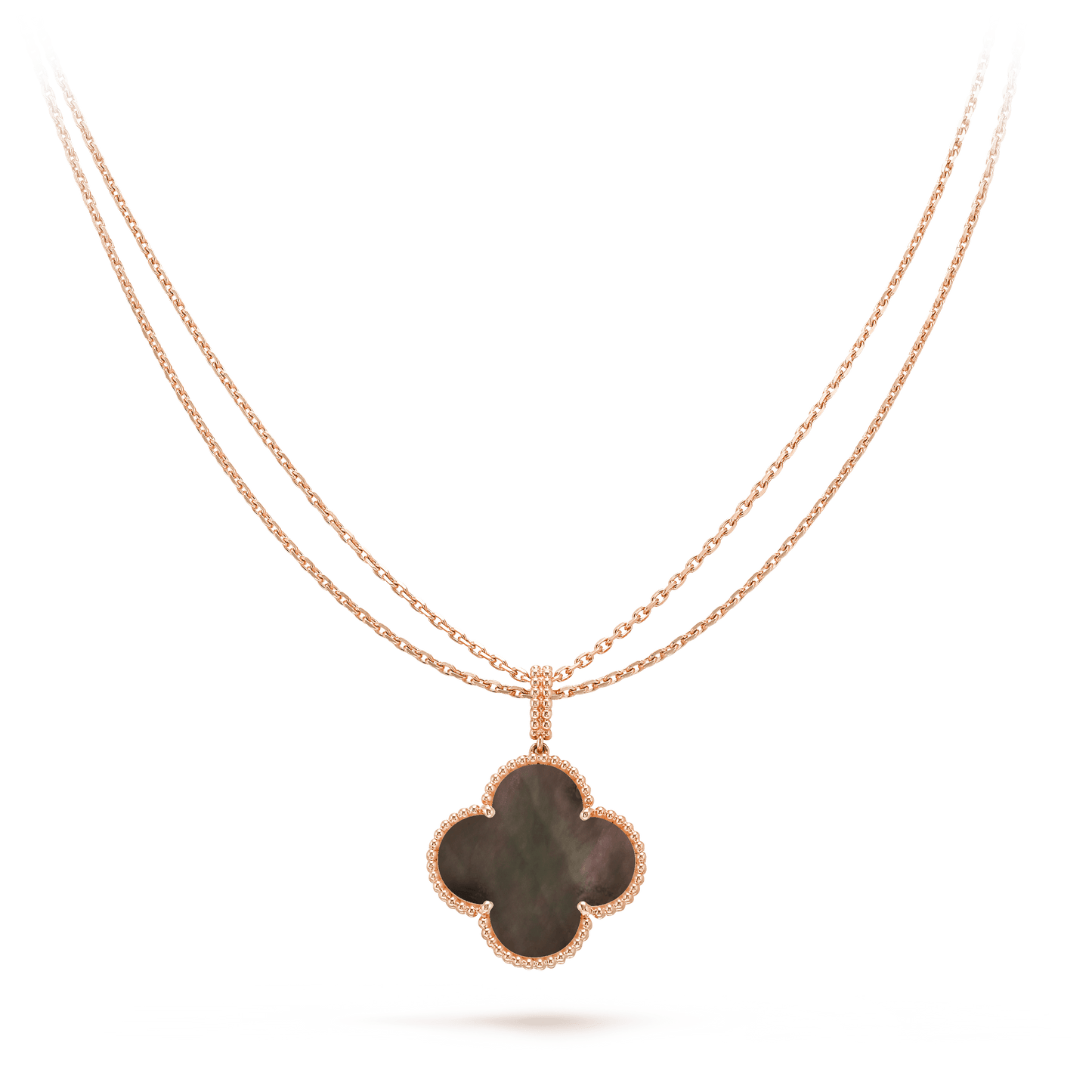 [Lunabriance]CLOVER 25MM GOLD DARK MOP BIG CLOVER NECKLACE