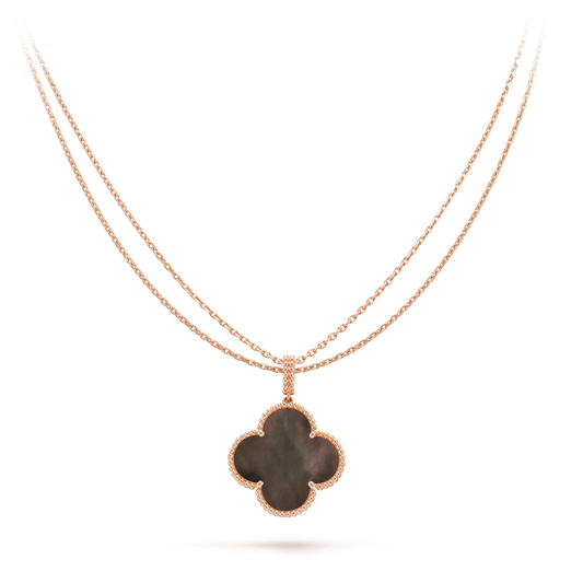 [Lunabriance]CLOVER 25MM GOLD DARK MOP BIG CLOVER NECKLACE