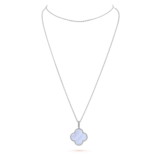 [Lunabriance]CLOVER SILVER CHALCEDONY BIG CLOVER NECKLACE