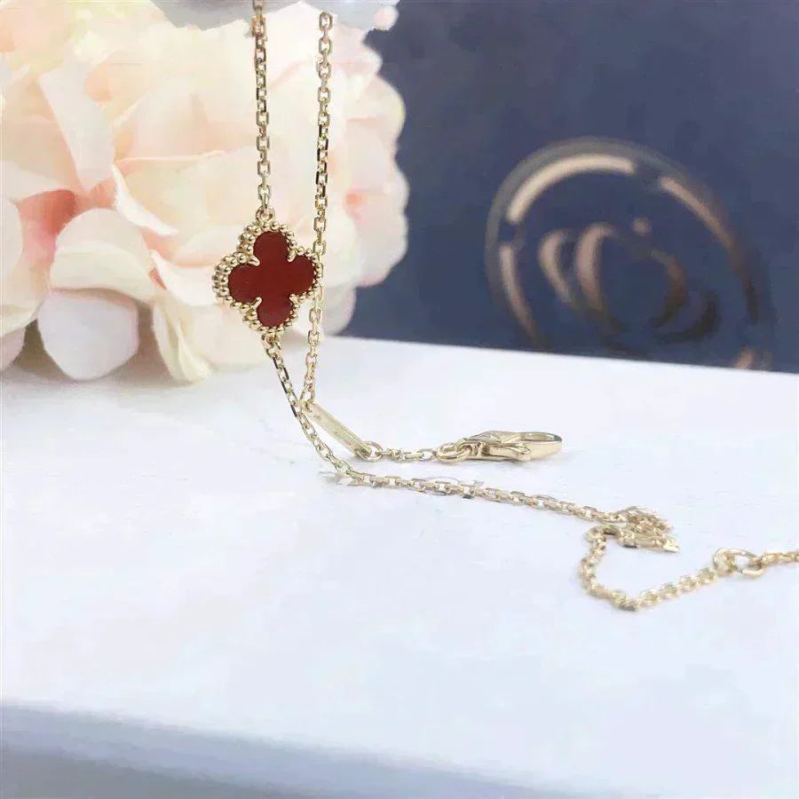 [Lunabriance]CLOVER  CARNELIAN SINGLE FLOWER BRACELET