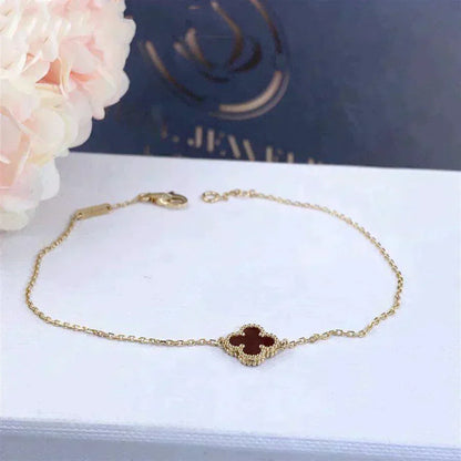 [Lunabriance]CLOVER  CARNELIAN SINGLE FLOWER BRACELET