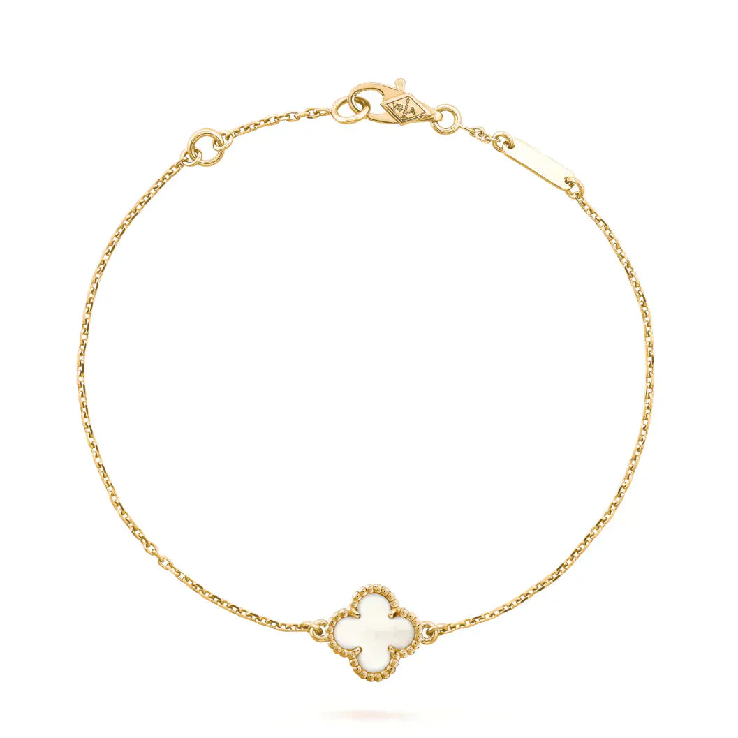 [Lunabriance]CLOVER WHITE MOP SINGLE FLOWER BRACELET