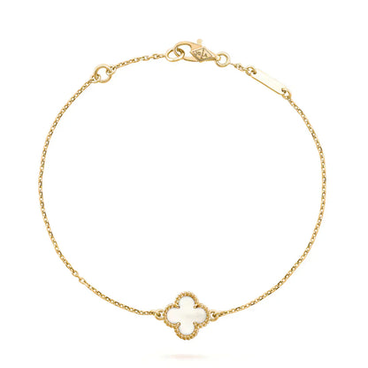 [Lunabriance]CLOVER WHITE MOP SINGLE FLOWER BRACELET