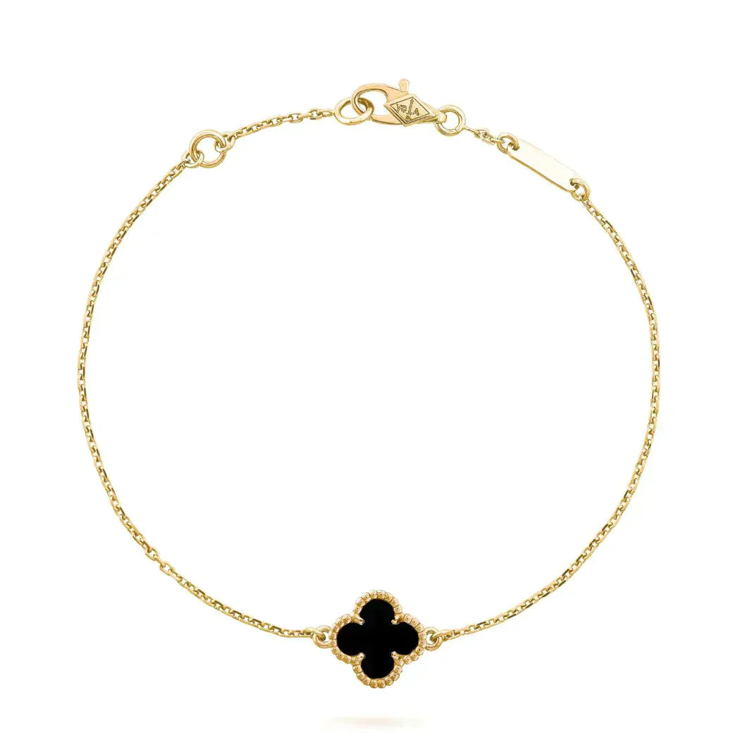 [Lunabriance]CLOVER ONYX SINGLE FLOWER BRACELET