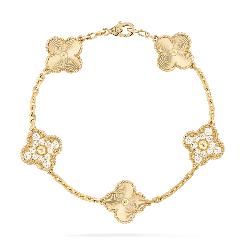 [Lunabriance]CLOVER BRACELET 5 MOTIFS GOLD DIAMOND