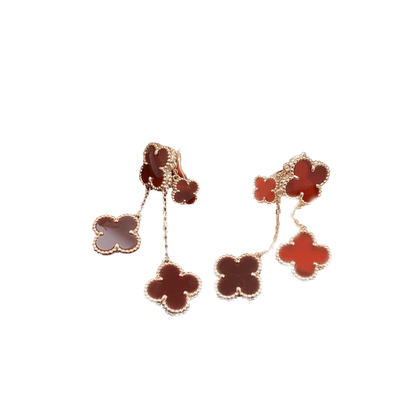 [Lunabriance]CLOVER EARRINGS CARNELIAN 4 MOTIFS PINK GOLD