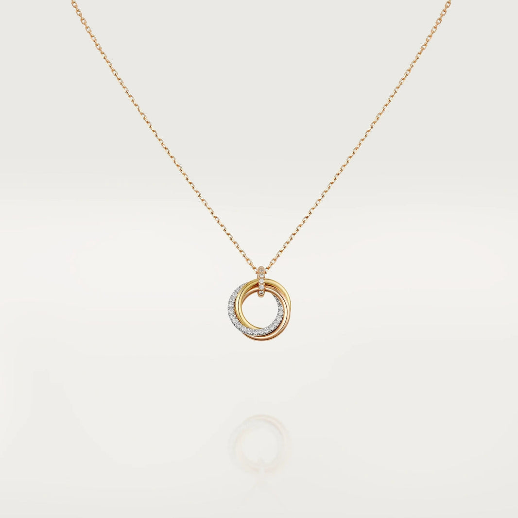 [Luna Brilliance]TRINITY NECKLACE SILVER GOLD PINK GOLD DIAMONDS