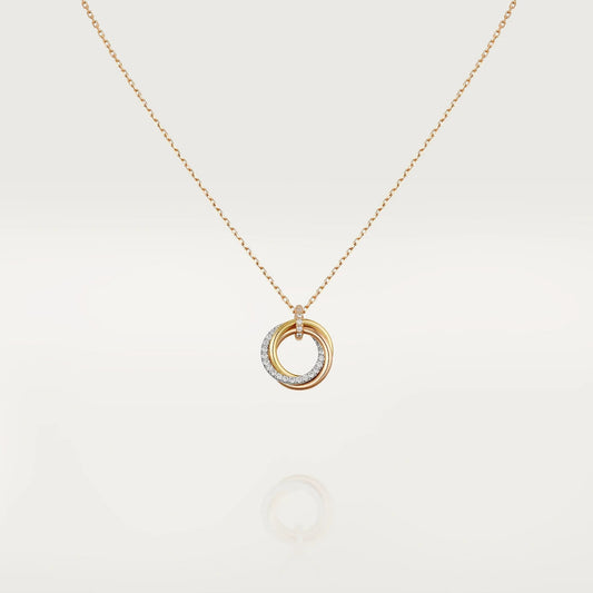 [Lunabriance]TRINITY NECKLACE SILVER GOLD PINK GOLD DIAMONDS