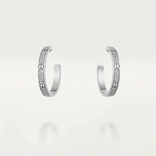 [Lunabriance]LOVE DIAMOND SILVER HOOP EARRINGS