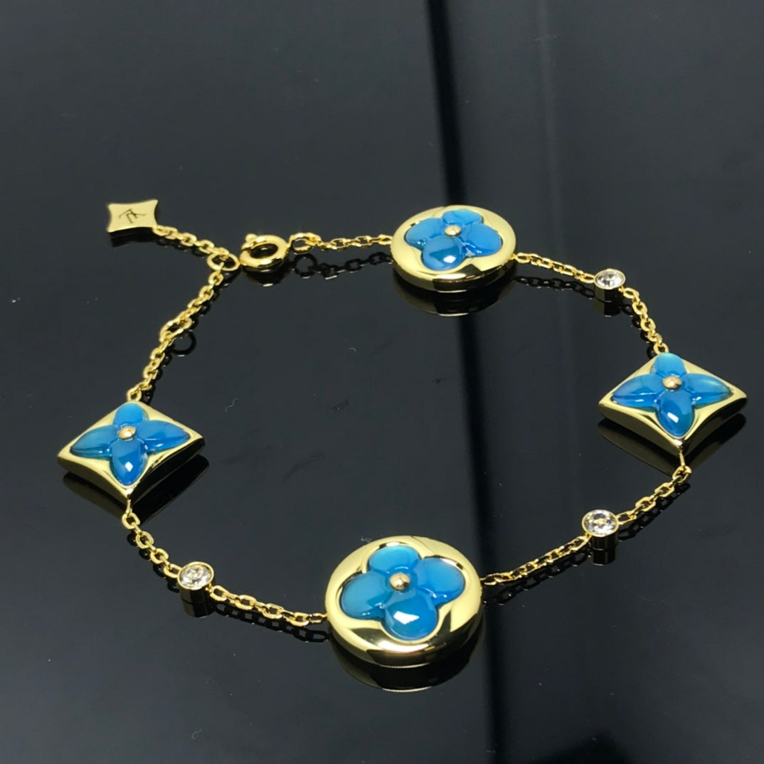 [Lunabriance]STAR AND SUN 4 MOTIF BLUE BRACELET