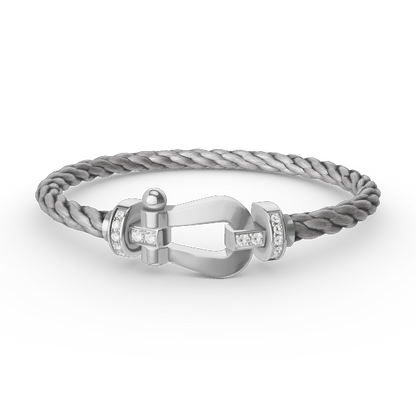 [Lunabriance]FORCE LARGE HORSESHOE HALF DIAMOND BRACELET SILVER