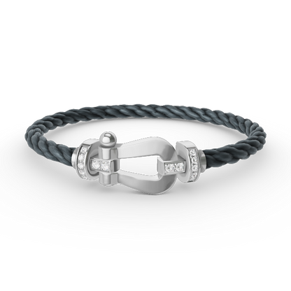 [Lunabriance]FORCE LARGE HORSESHOE HALF DIAMOND BRACELET SILVER