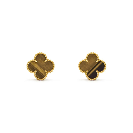 [Lunabriance]CLOVER MEDIUM 1 MOTIFS TIGER EYE EARRINGS