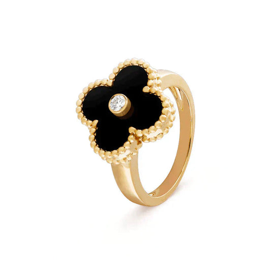 [Lunabriance]CLOVER ONYX RING GOLD DIAMOND